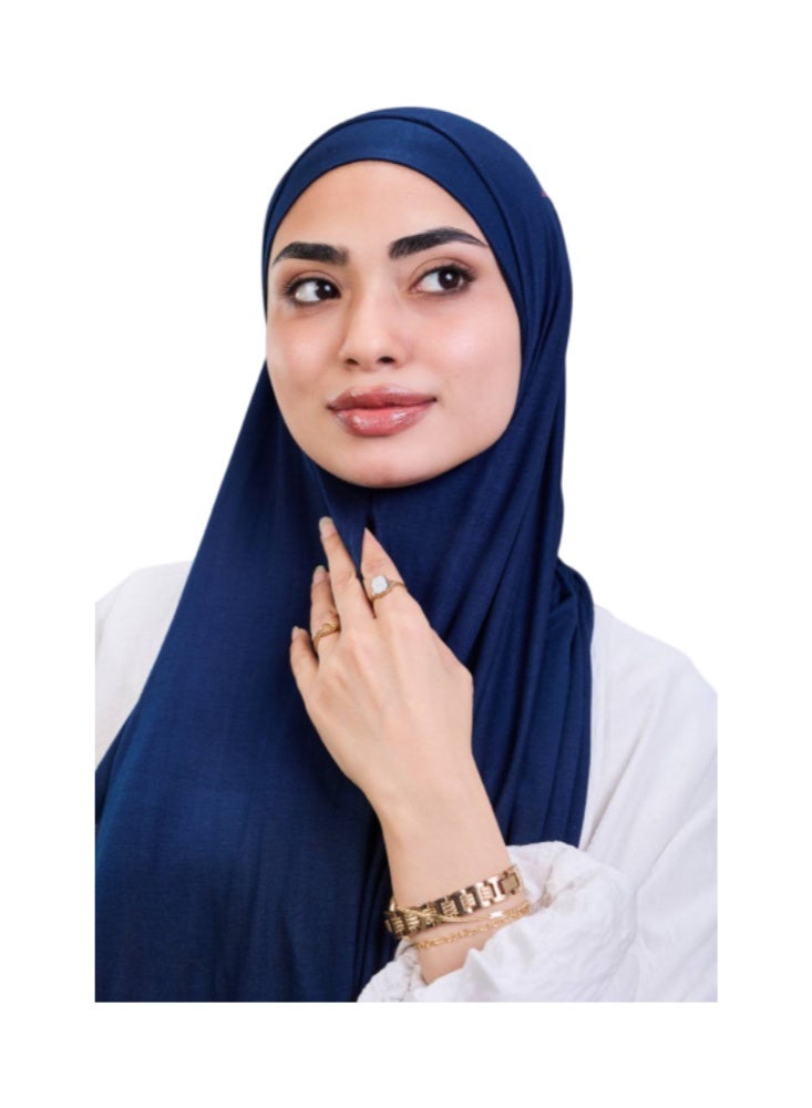 طرحة الجيل القطن الفاخرة ببندانة رباط مريحة - طول 2 متر، عرض 60 سم - ألوان سادة، خامة جيل بيور قطن 100% بدون خياطة. - Image 1